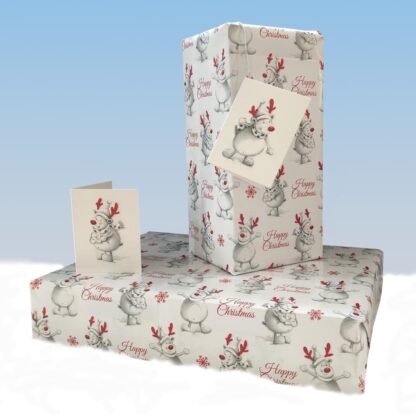 Reindeer gift wrap with tags