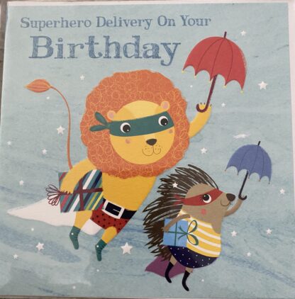 Superhero Delivery birthday card