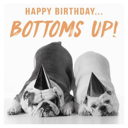 Happy Birthday Card Bottoms Up Dogs Cute Humour Joke Funny Open Male Female