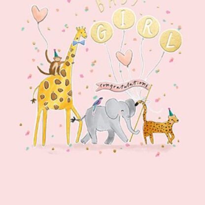 New baby girl pink congratulations card