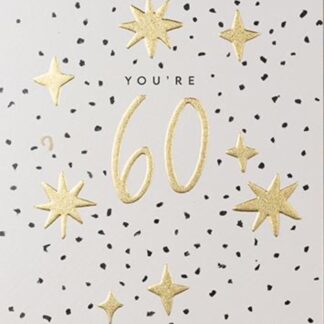60th Birthday card, gold foiled happy birthday card