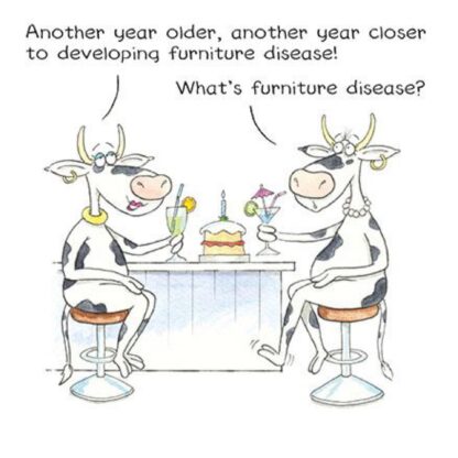 Illustrated Humorous Female Birthday Card from The Funny Farm Range - Furniture Disease