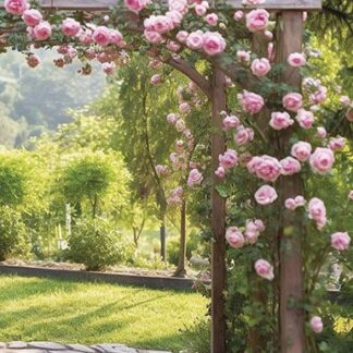 Pink Rose Arbor Garden Blank Card Male Female Birthday Thank You Congratulations