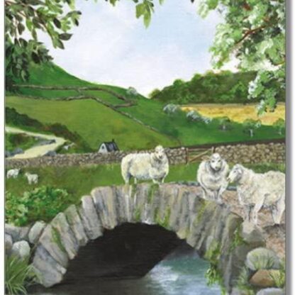 General Male/Female Blank/Birthday Card - Sheep & Stone Bridge Countryside Scene - Eco-Friendly and Recyclable