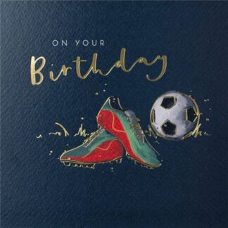 Football Happy Birthday card gold embossed foil
