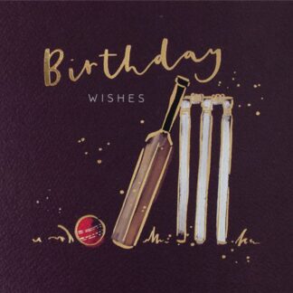 Cricket Birthday card Happy Birthday gold embossed foil