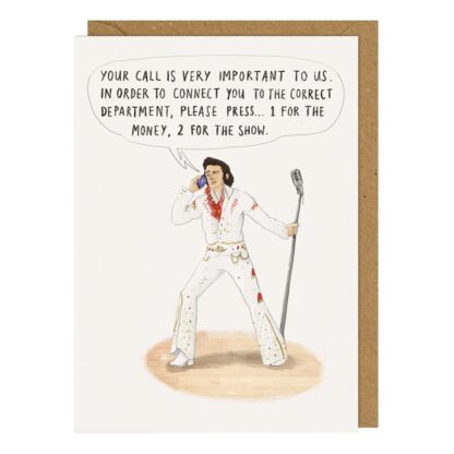 Your Call card, Elvis inspired greetings card call centre recorded message