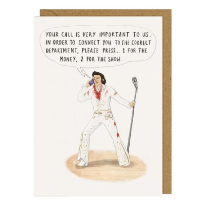 Your Call card, Elvis inspired greetings card call centre recorded message