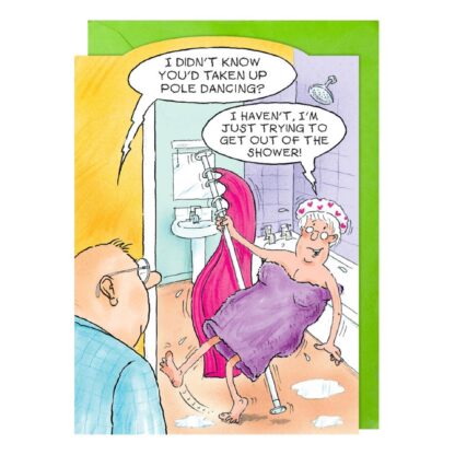 Pole dancing greeting card humour wrinklies range funny card