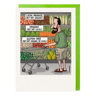 Organic humorous birthday card male shopping Happy Birthday