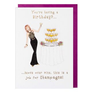 Job for champagne birthday card female Sassy range