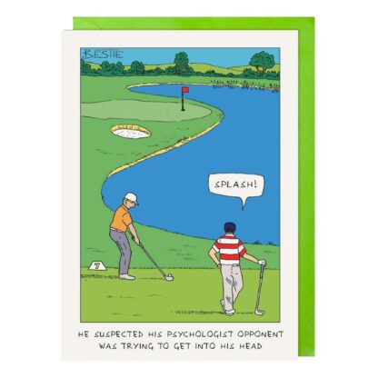 Opponent golf themed greetings card for celebration birthday