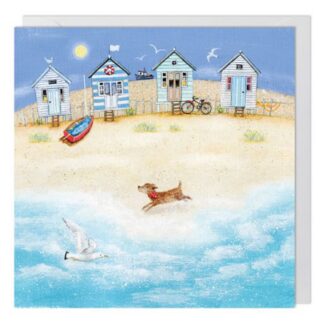 Huts in a row blank inside greetings card