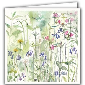 April Woods and Insects greetings card blank inside floral birthday card