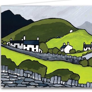 Mountain Cottages greetings card blank inside recycled eco birthday card