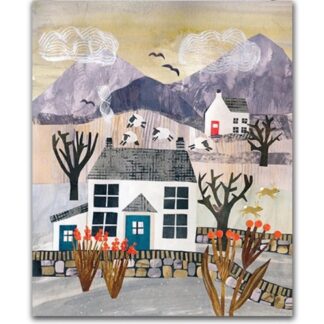 Winter greetings card rural cottage design blank inside birthday card