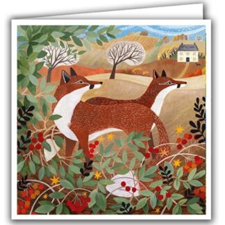 Foxes greetings card blank inside recycled materials birthday card
