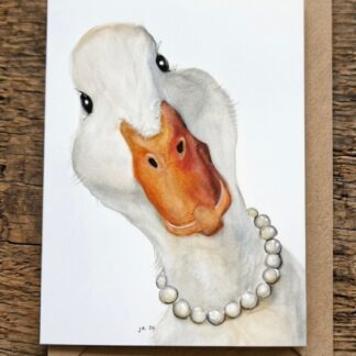 Karen lii greetings card by Jurga Ryan Art blank inside duck design