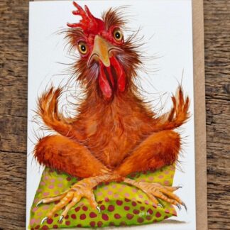 Henlightenment greetings card by Jurga Ryan Art blank inside humorous card hen