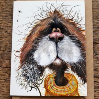 Fluff ‘n’ Puff greetings card by Jurga Ryan Art blank inside cute dog design