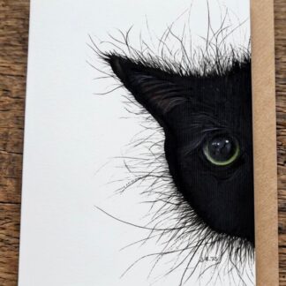 Black Matter greetings card by Jurga Ryan Art black cat design blank inside
