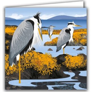 Herons in the Hebrides greetings card recycled materials birthday card